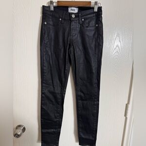 Paige Jeans Women's Size 24 Black Stretch Shiny Verdugo Ultra Skinny petite